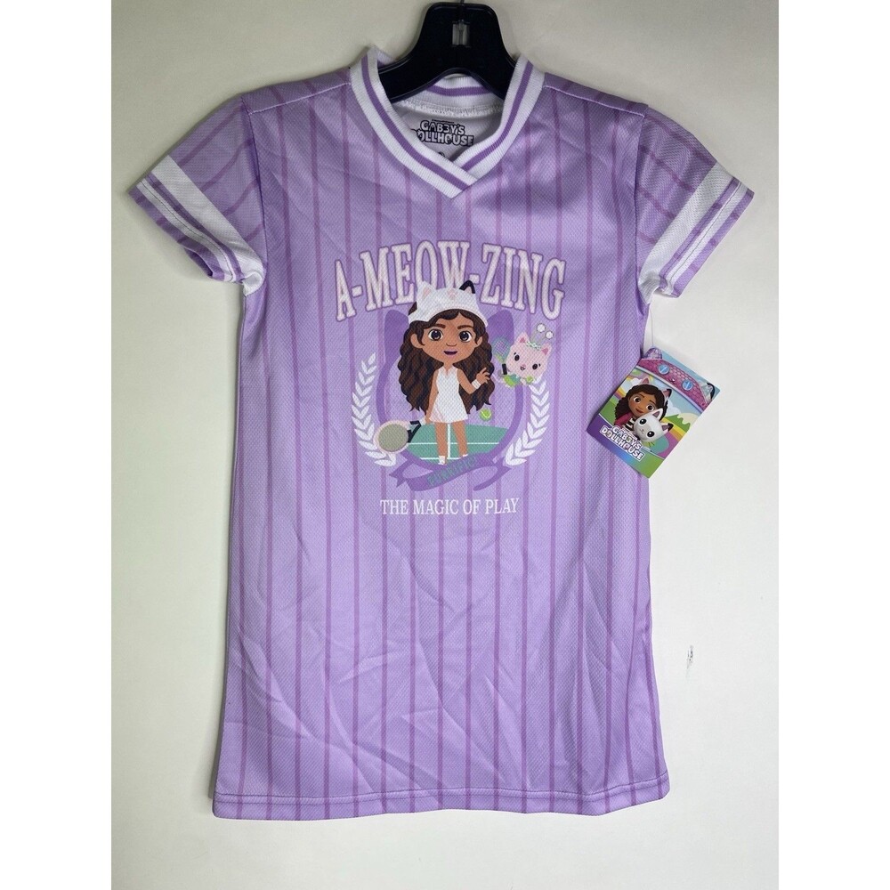 Gabby's Dollhouse Striped Jersey Shirt Purple Dress Girls Size 5